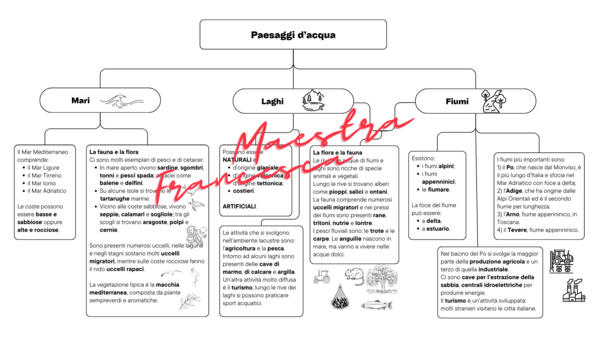Schema paesaggi d'acqua - MARI, LAGHI E FIUMI - classe quarta scuola primaria - schemi DSA