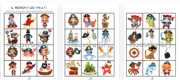 GIOCO MEMORY TEMA PIRATI