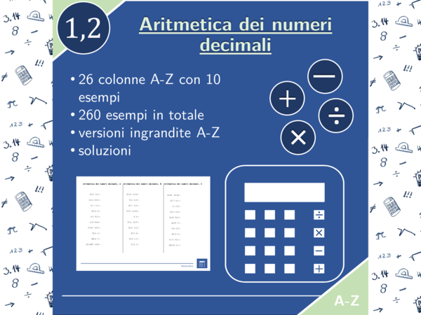 Aritmetica dei numeri decimali | matematica | 26 colonne