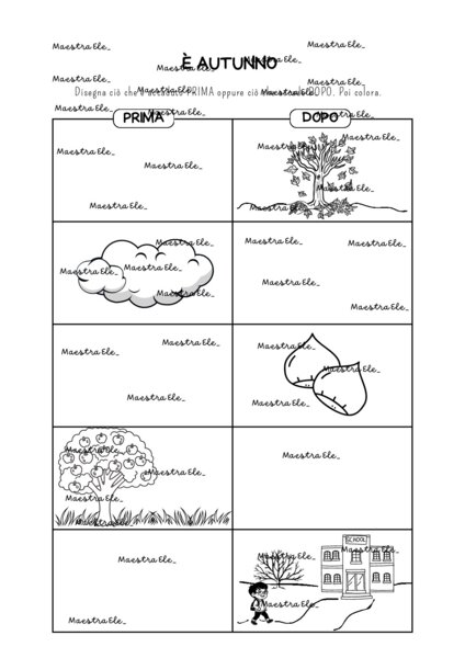 Scheda didattica di storia sul prima e dopo (versione autunnale)