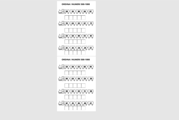 SCHEDE DI MATEMATICA - ORDINA I NUMERI DAL 500 AL 1000