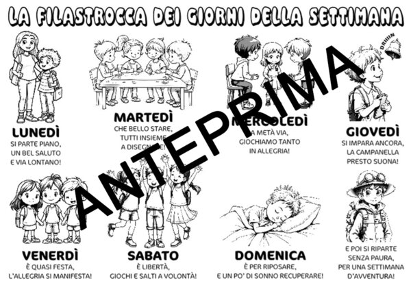 STORIA: FILASTROCCA DEI GIORNI DELLA SETTIMANA - CLASSI PRIMA O SECONDA - SCUOLA PRIMARIA
