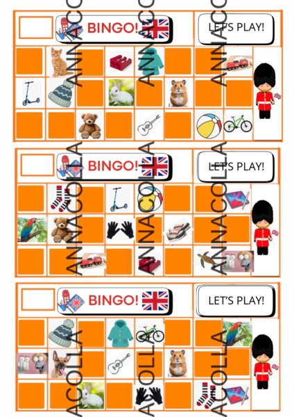 Kit per il Bingo in inglese - scuola primaria