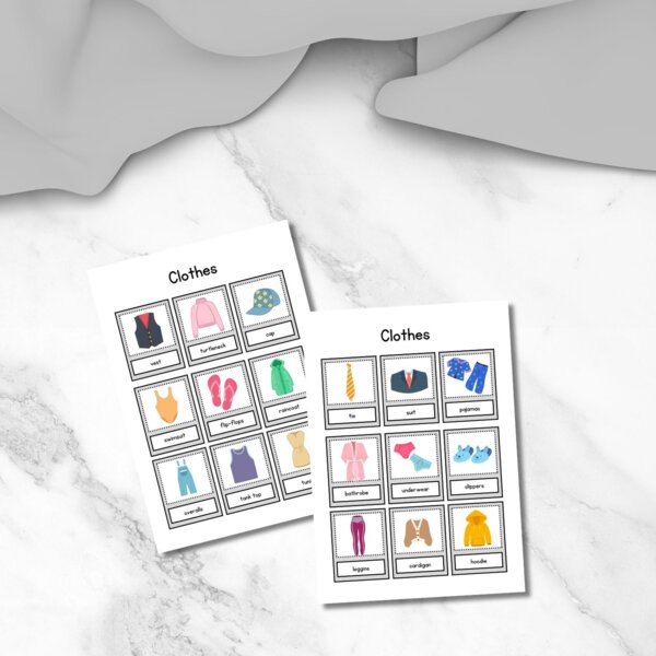 Clothes flashcards in inglese