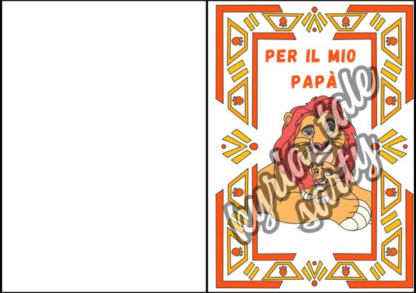 biglietto per la festa del papà colorato e da colorare
