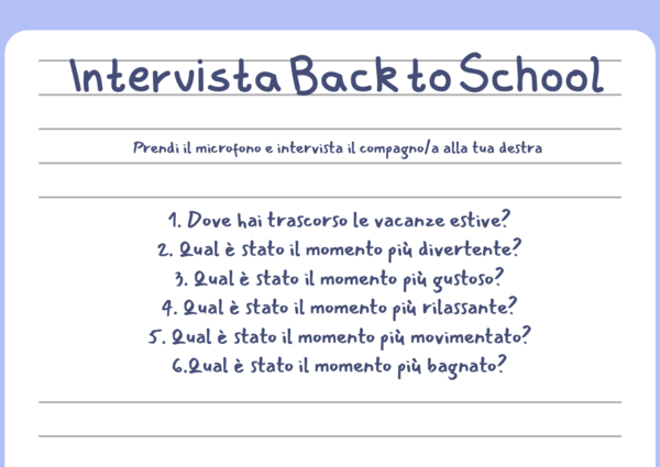 Back to school - Intervista