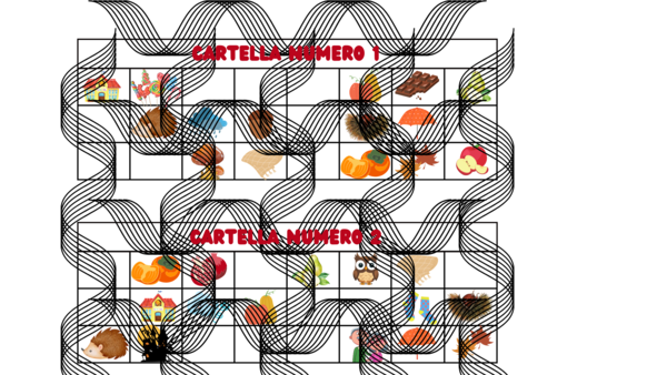 Tombola dell'Autunno con tabellone e 26 cartelle