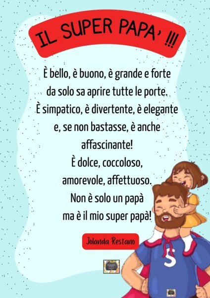 Scheda Poesia "Il Super Papà" di Jolanda Restano 🦸‍♂️💙