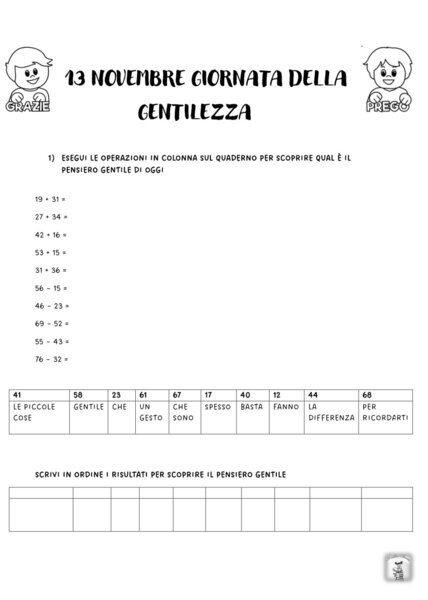 Unità didattica per la giornata della gentilezza