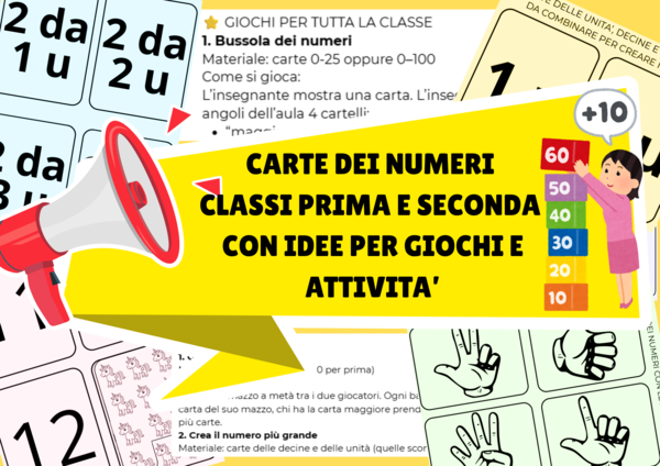 Carte dei numeri per giocare in classe prima e seconda