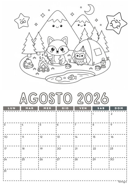 CALENDARIO 2026 per la classe – Da colorare