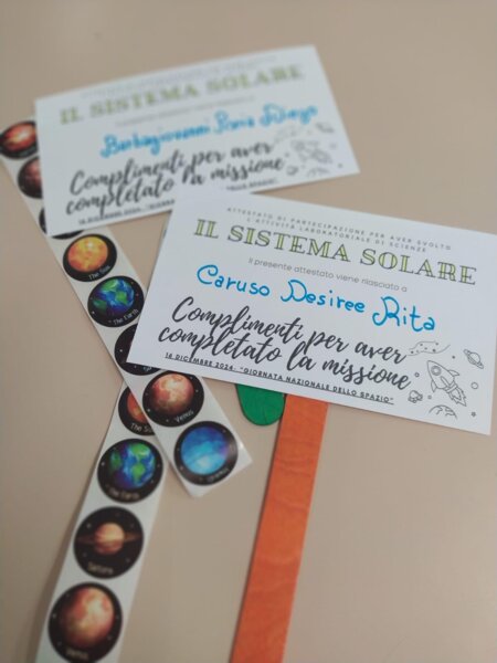 Attestato per progetto sistema solare