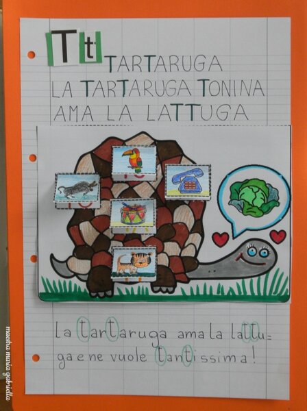 Consonante T in Tartaruga e fiore sillabico
