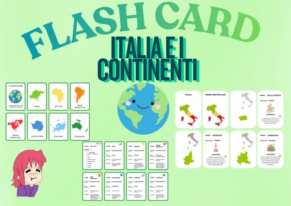 regioni d'italia e continenti Flash cards
