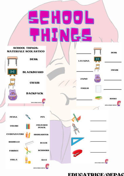 SCHOOL THINGS: materiale scolastico in inglese