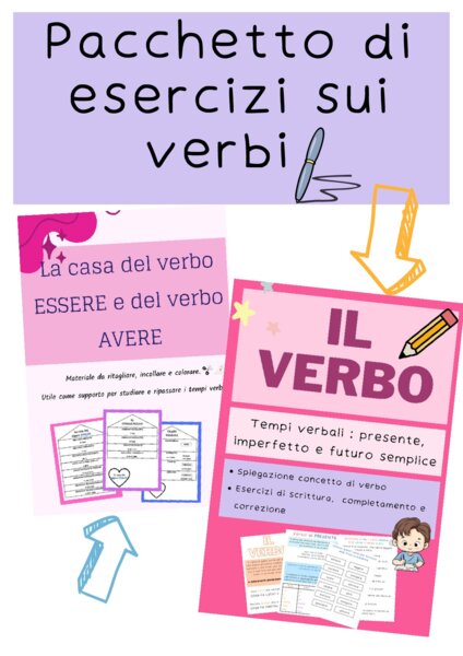 Pacchetto esercizi e schede sui verbi