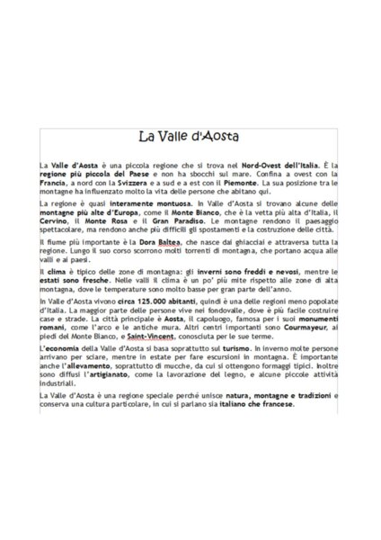 Regioni d'Italia riassunte in poche righe.