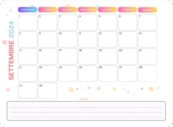 Planner mensile da tavolo