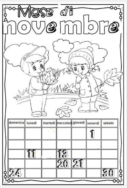 CALENDARIETTO sul mese di NOVEMBRE