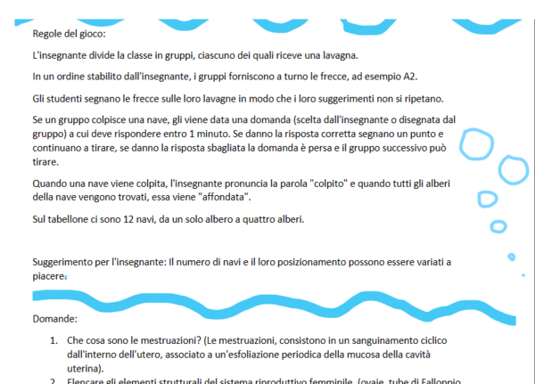 Gioco delle navi - sistema riproduttivo