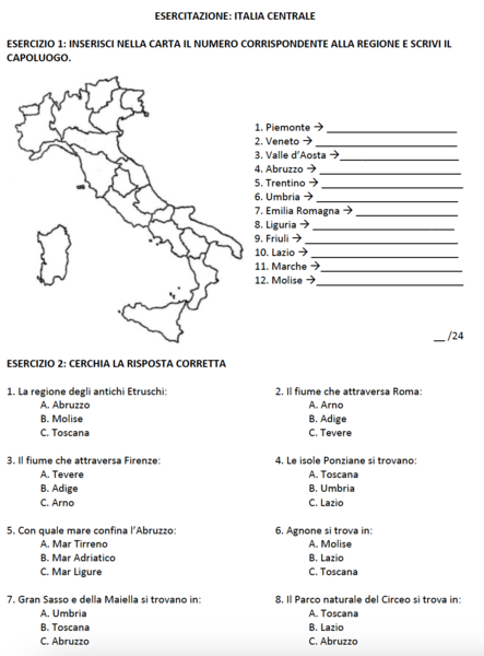VERIFICA SULL'ITALIA CENTRALE