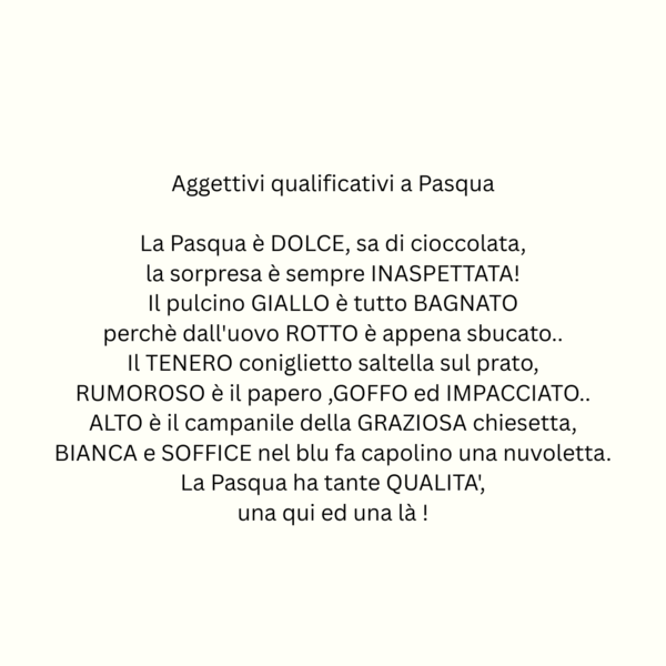 Aggettivi qualificativi a Pasqua