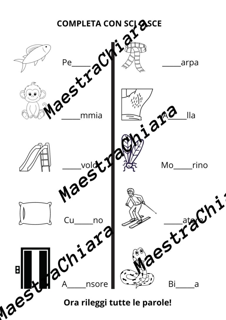 Esercizi Su SCI E SCE Classe Prima Primaria Edudoro