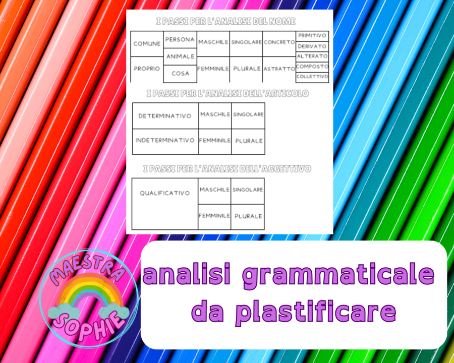 analisi grammaticale da plastificare