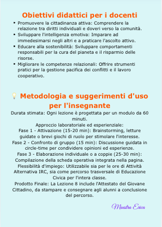 Attività Alternativa alla Religione (IRC) – Classi 3ª. 4° e 5ª: Percorso di Educazione Civica ed Etica in 8 lezioni pronte all'uso