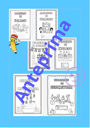 Kit 47 Copertine per Quaderni della Scuola Primaria da Colorare (Tutte le Materie)