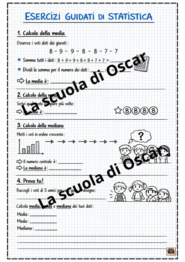 Quaderno operativo di Matematica - Classe 4^ e 5^ - Esercizi e Verifiche su Statistica - Grafici - Probabilità -
