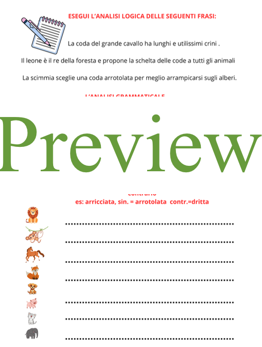 Antica leggenda africana: Come gli animali ebbero le code ( attività per le vacanze estive o per la scuola)