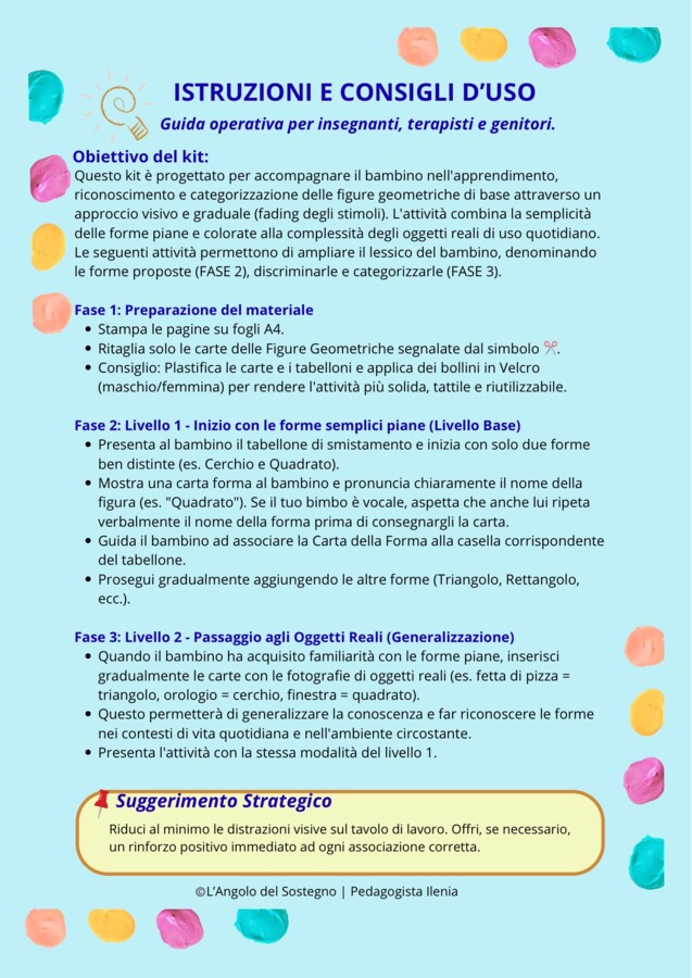 DISCRIMINAZIONE DELLE FORME GEOMETRICHE: KIT DI SMISTAMENTO E CATEGORIZZAZIONE DELLE FORME GEOMETRICHE