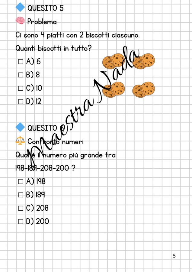 Verifica di secondo quadrimestre matematica classe seconda primaria