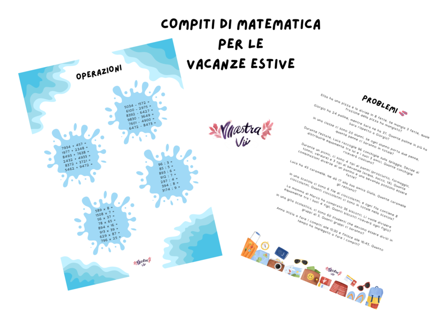 Compiti di matematica per le vacanze - classe terza