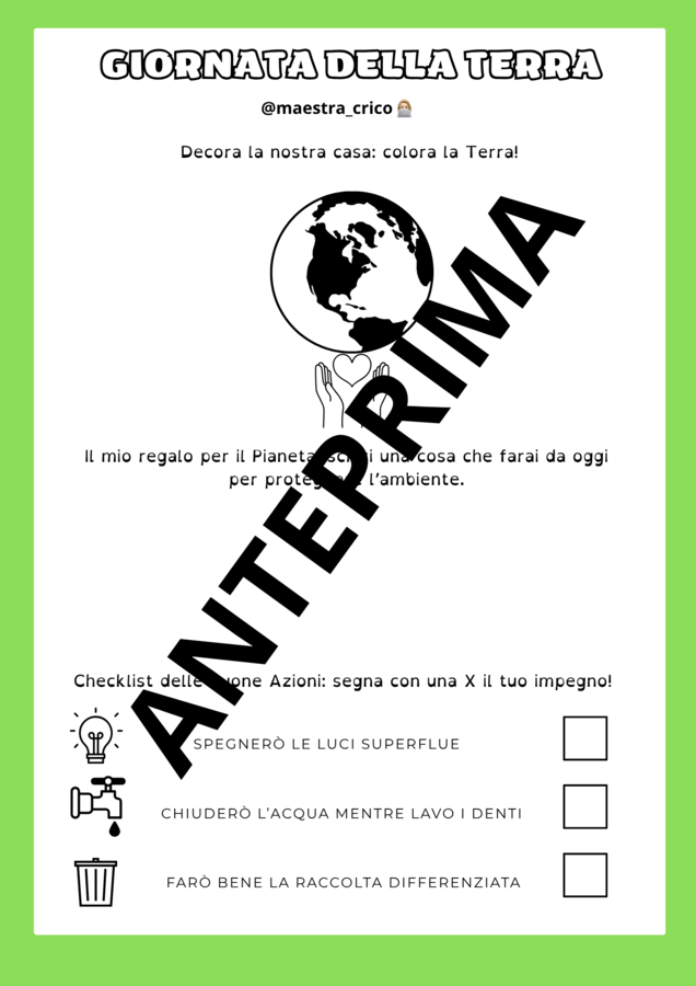 ATTIVITÀ PER LA GIORNATA MONDIALE DELLA TERRA Schede classe seconda