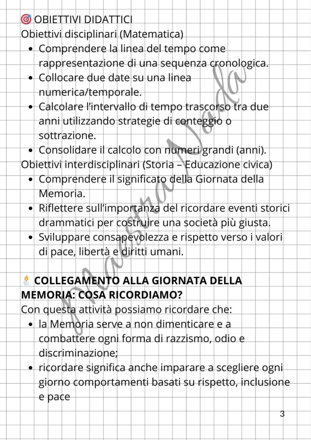 La giornata della memoria (attività di matematica classe quarta/quinta primaria)