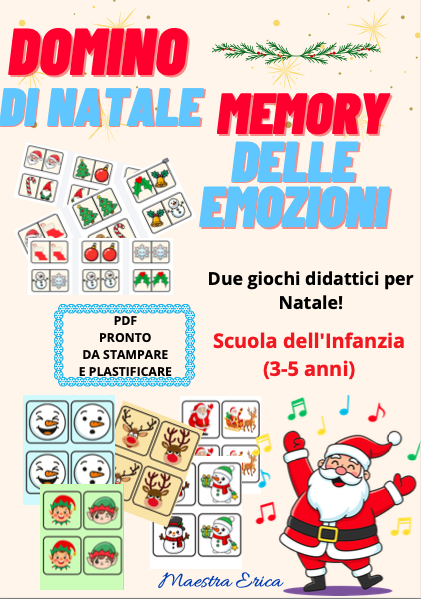 [BUNDLE PDF] Domino di Natale e Memory delle Emozioni - Giochi Didattici Stampabili per la Scuola dell'Infanzia