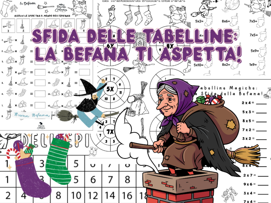 Sfida delle Tabelline: La Befana Ti Aspetta! KIT 5 SCHEDE DIDATTICHE EPIFANIA E MATEMATICA