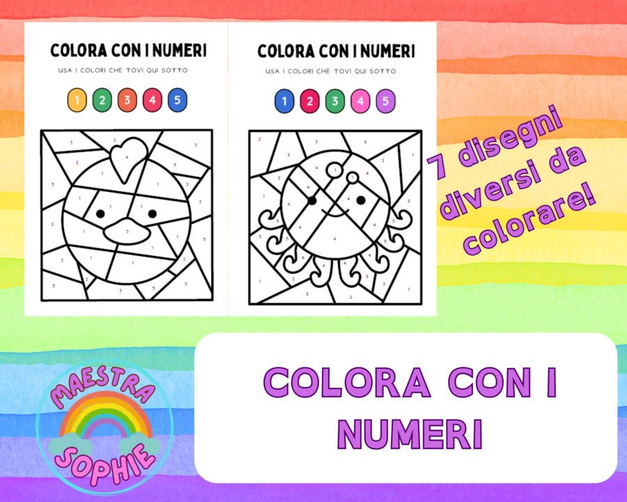 Colora con i numeri! 7 diversi disegni da colorare!