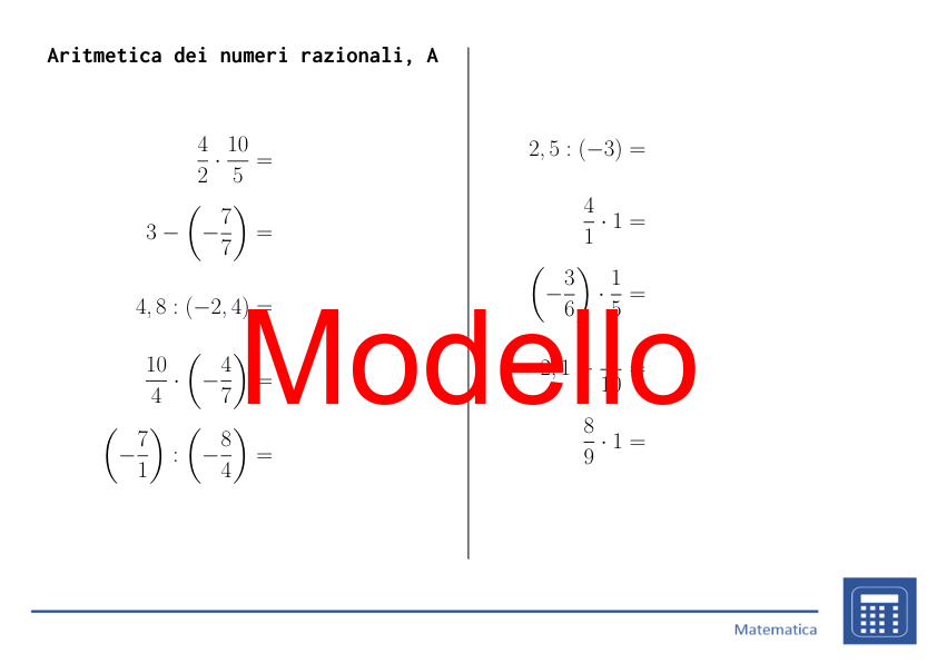 Numeri razionali | matematica | pacchetto promozionale