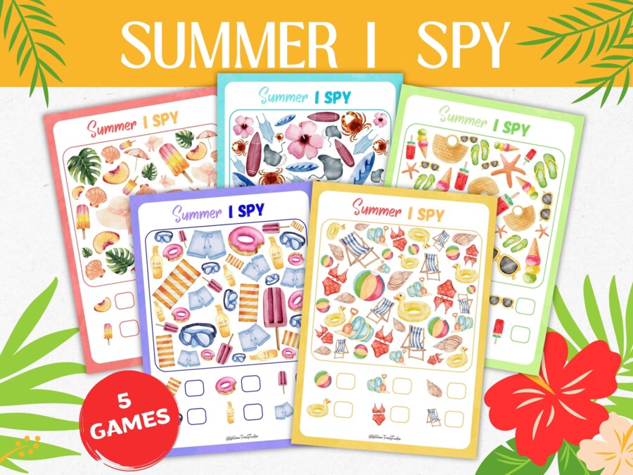 Cerca e Trova Estivo – 5 Schede Didattica Gioco I SPY per Scuola dell'Infanzia e Primaria | Conteggio, Attenzione e Matematica (5-7 anni) - Early algebra