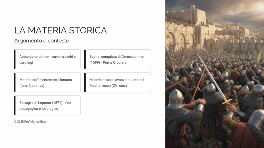 Gerusalemme Liberata (Tasso): Struttura, Temi e Poetica + mappa concettuale + Quiz (PPTX Modificabile)