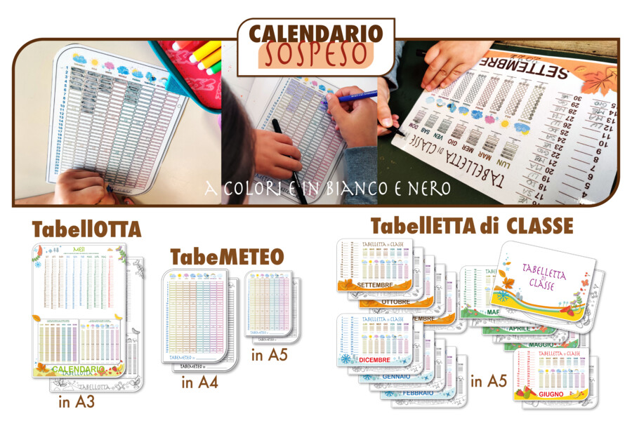 "CALENDARIO SOSPESO. Kit TABELLE" TabeMETEO - TabeLLETTA - TabeLLOTTA