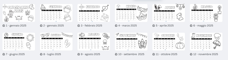 CALENDARIO DA COLORARE