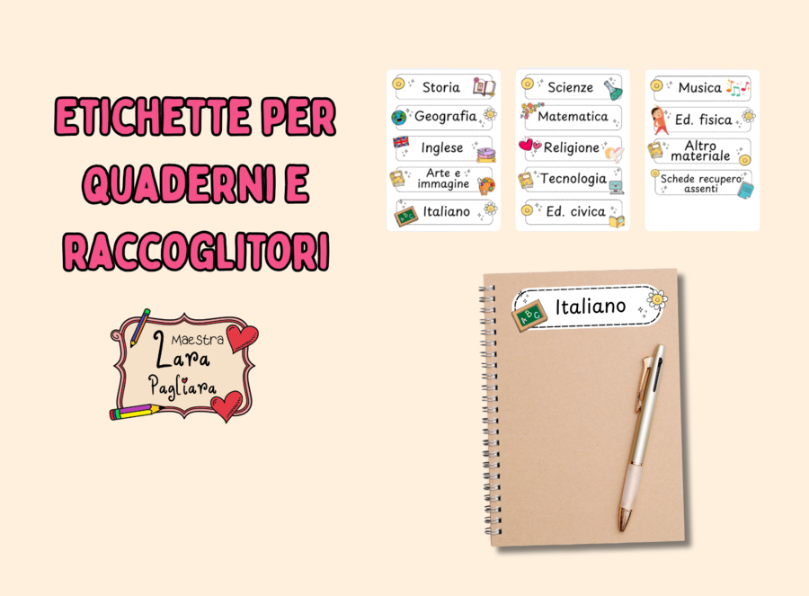 Etichette per quaderni e raccoglitori