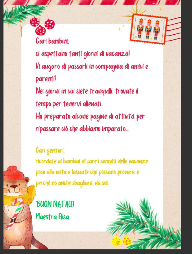COMPITI DELLE VACANZE NATALE CLASSE SECONDA
