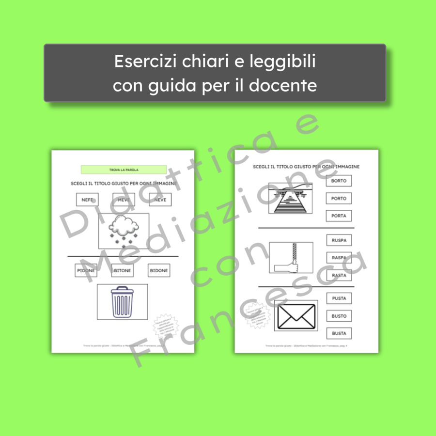 Trova la parola giusta: kit di discriminazione visiva (Omaggio Missione Lettura)