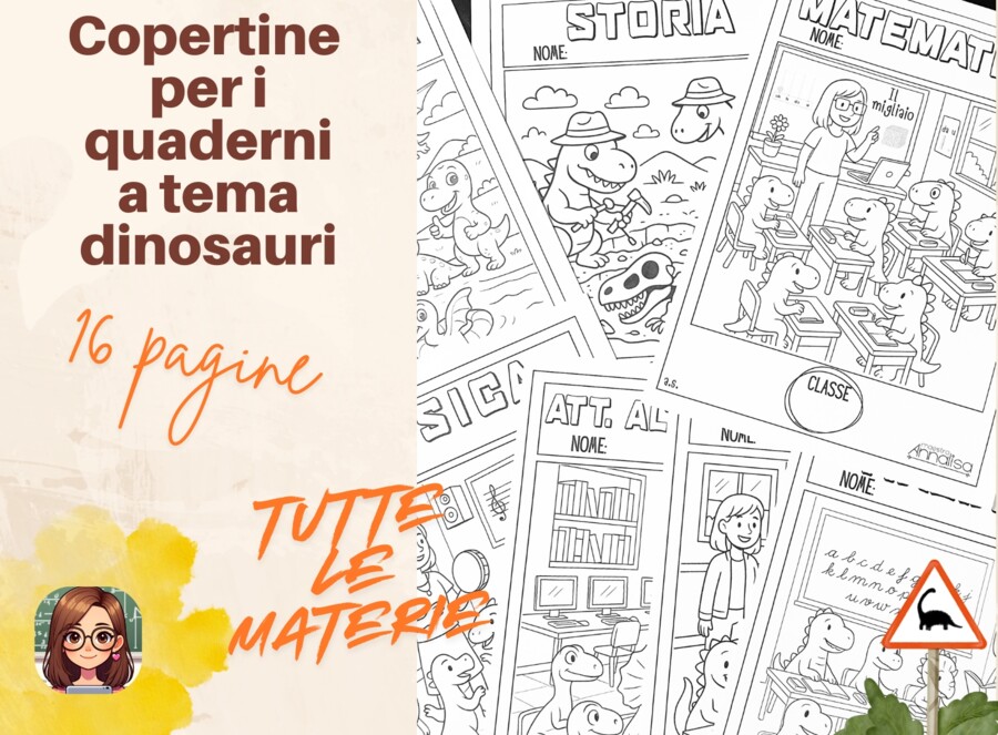 Copertine per i quaderni a tema dinosauri