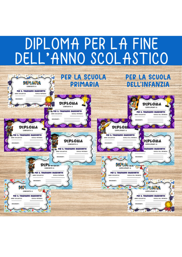 DIPLOMA PER LA FINE DELL'ANNO SCOLASTICO